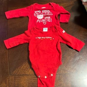 Baby first Christmas auntie unisex Santa long sleeve warm winter onesie boy girl